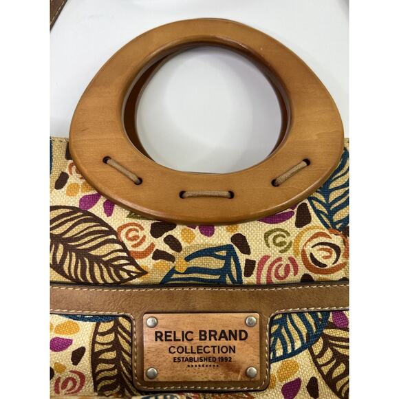 Relic Brand Collection Floral Handbag Canvas Wood Summer Crossbody Festive - Picture 8 of 10